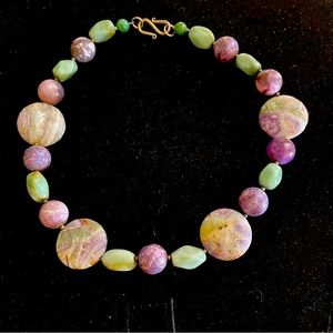 Sugilite and Chariote Crystal Necklace, Genuine Stones from Tucson Gem Show